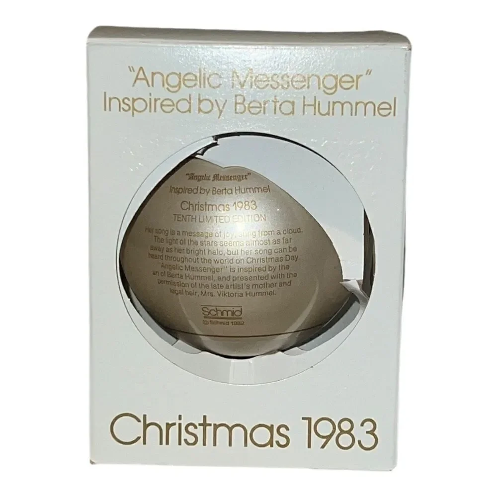 Schmid Berta Hummel Angelic Messenger 1983 Christmas Glass Ornament W Box